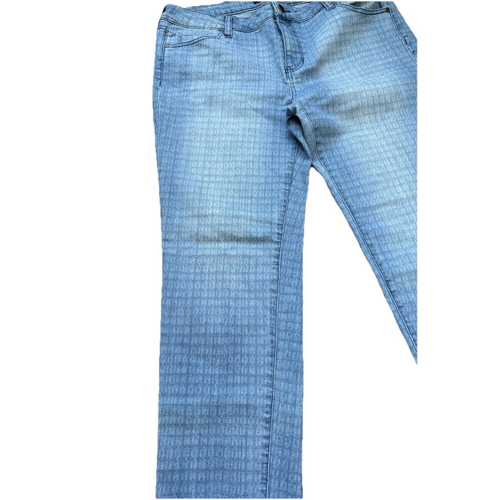 Liverpool Women’s Jeans size 14 Skinny Blue Check Print Stretch Midrise Trendy